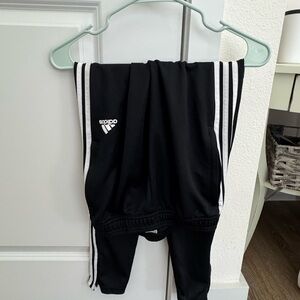 adidas Black Track Pants with White Side Stripes